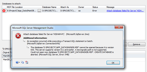 SQL Server 2005 error